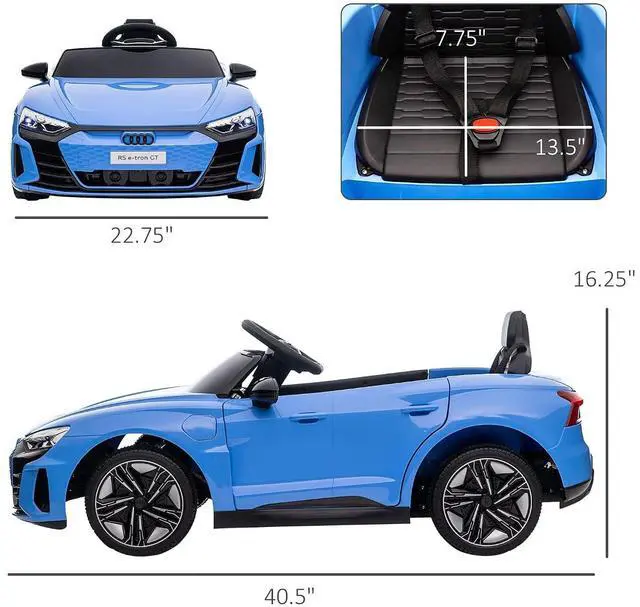 Alt view image 7 of 7 - Licensed Audi RS e-tron GT 12V Ride On Car Truck for Kids Blue | Electric Car Ride On Vehicle, w/Parent Remote Control, Music, Lights, for Toddlers