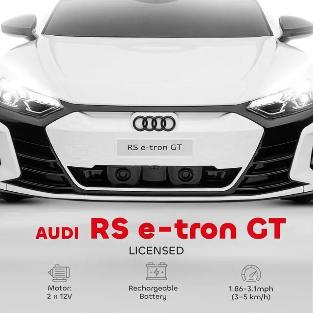 Alt view image 3 of 7 - Licensed Audi RS e-tron GT 12V Ride On Car Truck for Kids White | Electric Car Ride On Vehicle, Parent Remote Control, Music, Lights, for Toddlers