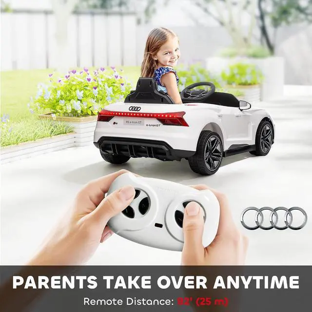 Alt view image 4 of 7 - Licensed Audi RS e-tron GT 12V Ride On Car Truck for Kids White | Electric Car Ride On Vehicle, Parent Remote Control, Music, Lights, for Toddlers