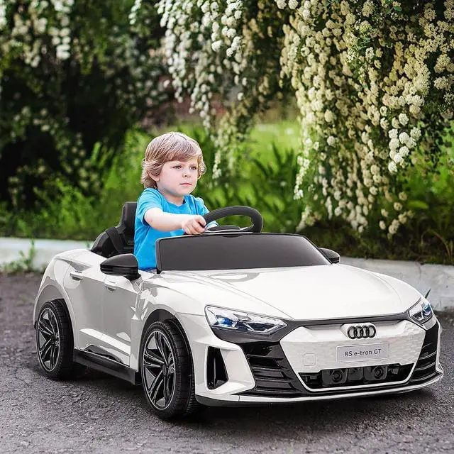 Alt view image 2 of 7 - Licensed Audi RS e-tron GT 12V Ride On Car Truck for Kids White | Electric Car Ride On Vehicle, Parent Remote Control, Music, Lights, for Toddlers