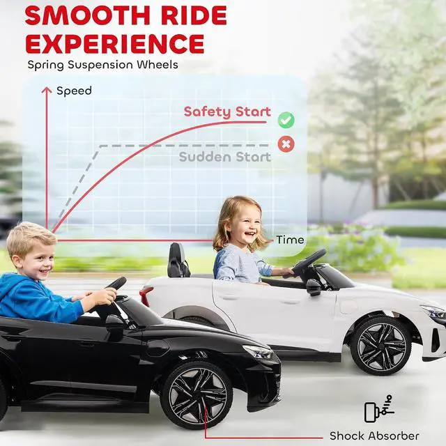 Alt view image 6 of 7 - Licensed Audi RS e-tron GT 12V Ride On Car Truck for Kids White | Electric Car Ride On Vehicle, Parent Remote Control, Music, Lights, for Toddlers