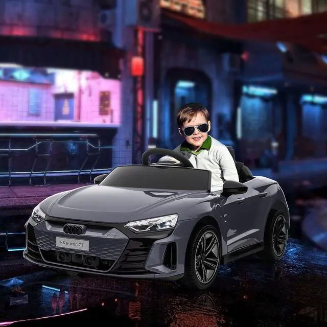 Alt view image 2 of 7 - Licensed Audi RS e-tron GT 12V Ride On Car Truck for Kids Gray | Electric Car Ride On Vehicle, w/Parent Remote Control, Music, Lights, for Toddlers