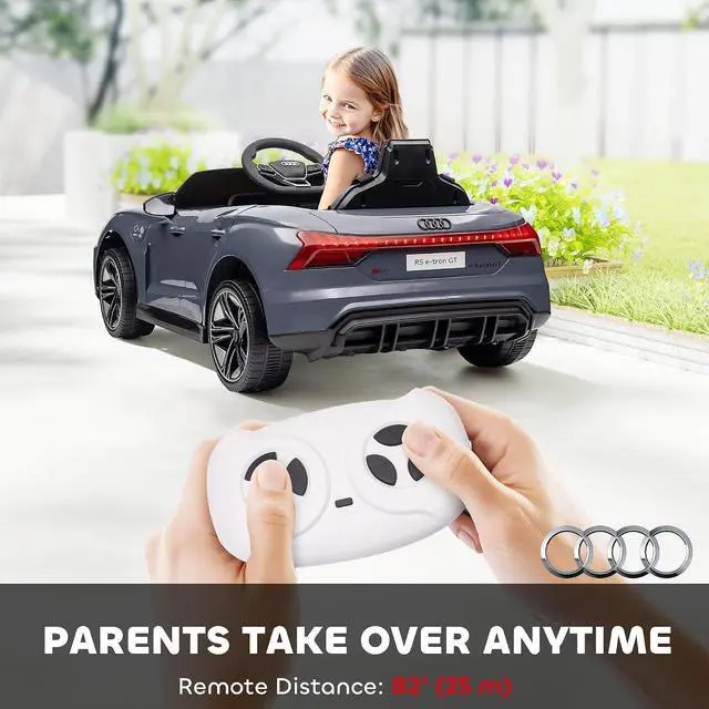 Alt view image 4 of 7 - Licensed Audi RS e-tron GT 12V Ride On Car Truck for Kids Gray | Electric Car Ride On Vehicle, w/Parent Remote Control, Music, Lights, for Toddlers