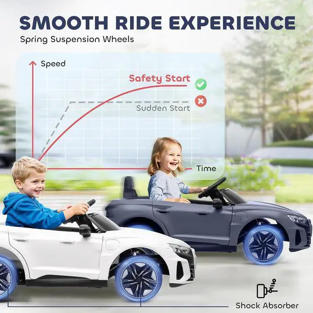 Alt view image 6 of 7 - Licensed Audi RS e-tron GT 12V Ride On Car Truck for Kids Gray | Electric Car Ride On Vehicle, w/Parent Remote Control, Music, Lights, for Toddlers