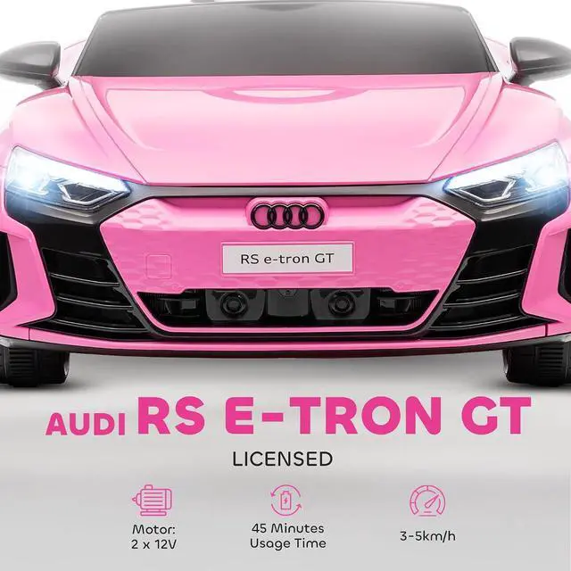 Alt view image 3 of 7 - Licensed Audi RS e-tron GT 12V Ride On Car Truck for Kids Pink | Electric Car Ride On Vehicle, w/Parent Remote Control, Music, Lights, for Toddlers
