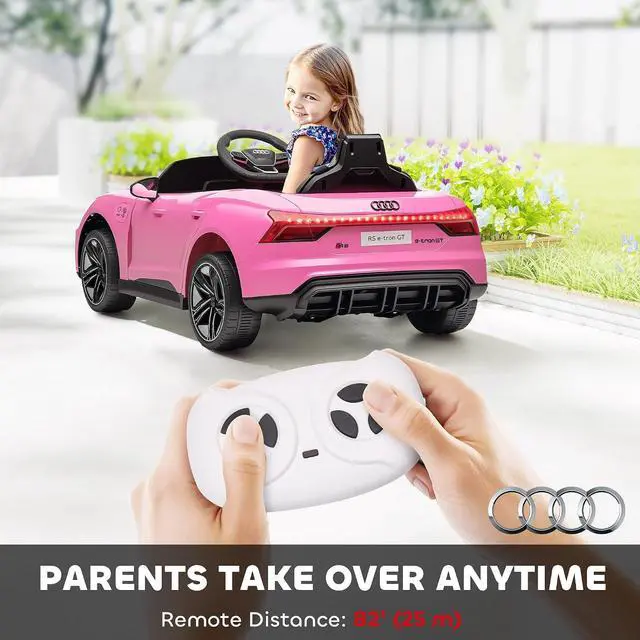 Alt view image 4 of 7 - Licensed Audi RS e-tron GT 12V Ride On Car Truck for Kids Pink | Electric Car Ride On Vehicle, w/Parent Remote Control, Music, Lights, for Toddlers