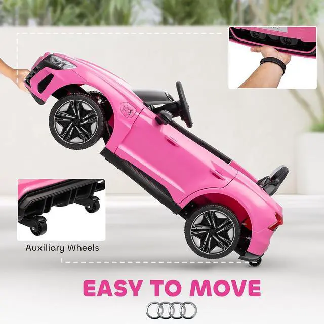 Alt view image 5 of 7 - Licensed Audi RS e-tron GT 12V Ride On Car Truck for Kids Pink | Electric Car Ride On Vehicle, w/Parent Remote Control, Music, Lights, for Toddlers