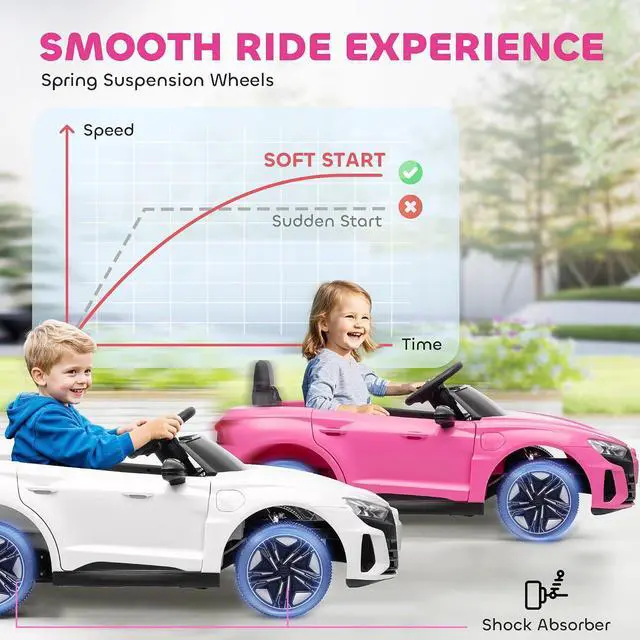Alt view image 6 of 7 - Licensed Audi RS e-tron GT 12V Ride On Car Truck for Kids Pink | Electric Car Ride On Vehicle, w/Parent Remote Control, Music, Lights, for Toddlers