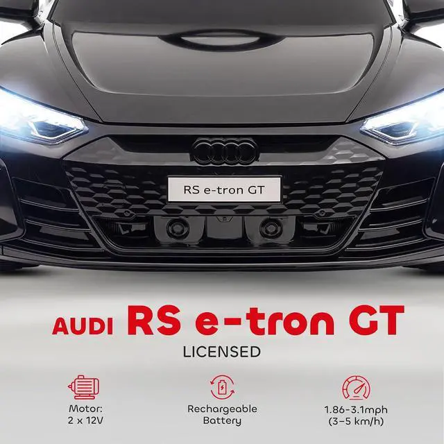 Alt view image 3 of 7 - Licensed Audi RS e-tron GT 12V Ride On Car Truck for Kids Black | Electric Car Ride On Vehicle, w/Parent Remote Control, Music, Lights, for Toddlers
