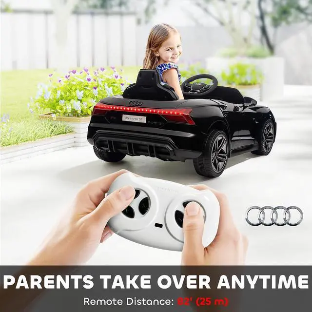 Alt view image 4 of 7 - Licensed Audi RS e-tron GT 12V Ride On Car Truck for Kids Black | Electric Car Ride On Vehicle, w/Parent Remote Control, Music, Lights, for Toddlers