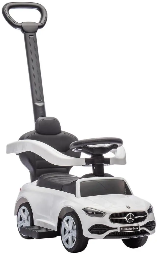 Main image of Qaba Mercedes-Benz C-Class Licensed 2-in-1 Ride-On Push Car 18-36 M White | Baby Stroller Walking Car, Parent Control Handle, Safety Guardrail, Horn, Under Seat Storage, Kids Foot-to-Floor Toy
