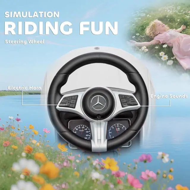 Alt view image 6 of 7 - Qaba Mercedes-Benz C-Class Licensed 2-in-1 Ride-On Push Car 18-36 M White | Baby Stroller Walking Car, Parent Control Handle, Safety Guardrail, Horn, Under Seat Storage, Kids Foot-to-Floor Toy