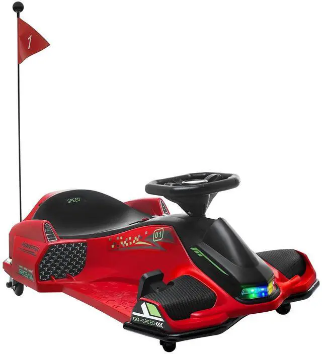 Main image of 12V Electric Go Kart 5 MPH Drifting Go Kart for 8-12 Years Old Red | Battery Powered Ride on Toy, Outdoor Use, Slow Start, Music, Colorful Lights, 110 lb Max Weight