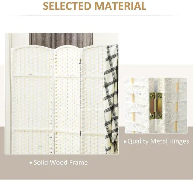 Alt view image 5 of 7 - Room Divider 4 Panel Folding Privacy Screen 5.6' Tall Brown | Freestanding Partition, Home Office, Bedroom