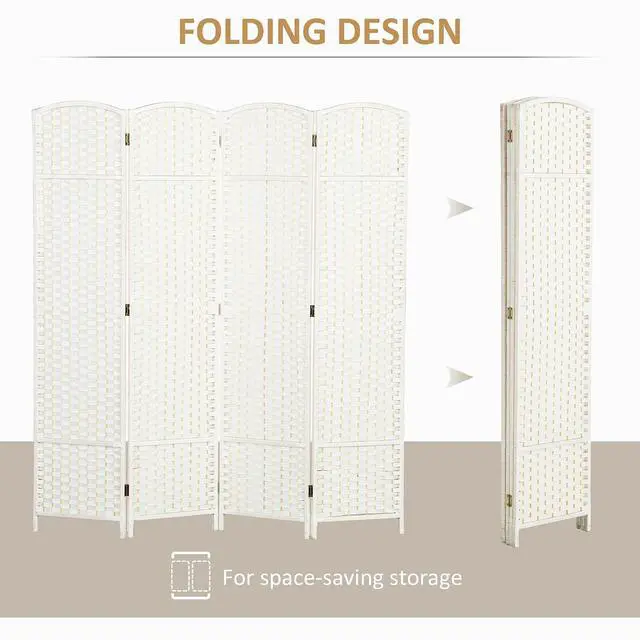 Alt view image 4 of 7 - Room Divider 4 Panel Folding Privacy Screen 5.6' Tall Brown | Freestanding Partition, Home Office, Bedroom