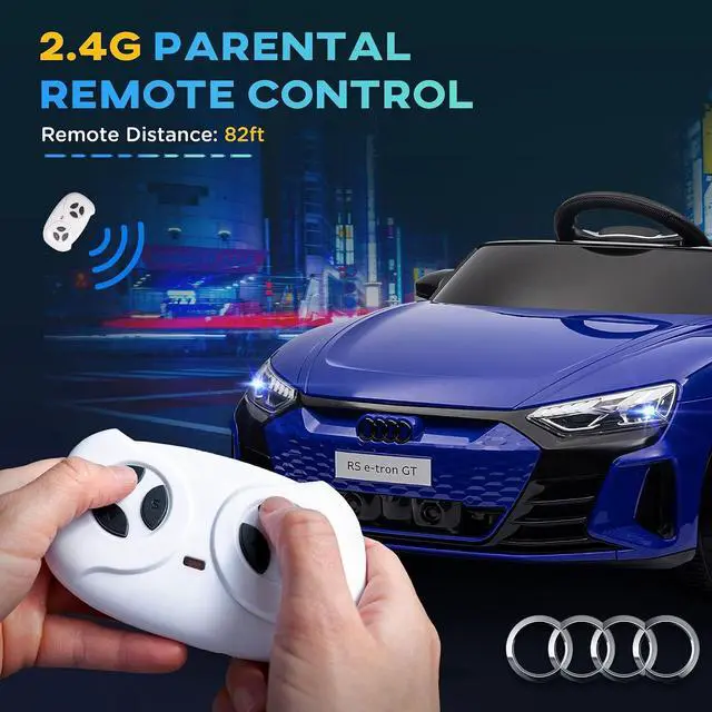 Alt view image 3 of 7 - Licensed Audi RS e-tron GT 12V Ride On Car Truck for Kids Dark Blue | Electric Car Ride On Vehicle, w/Parent Remote Control, Music, Lights, for Toddlers