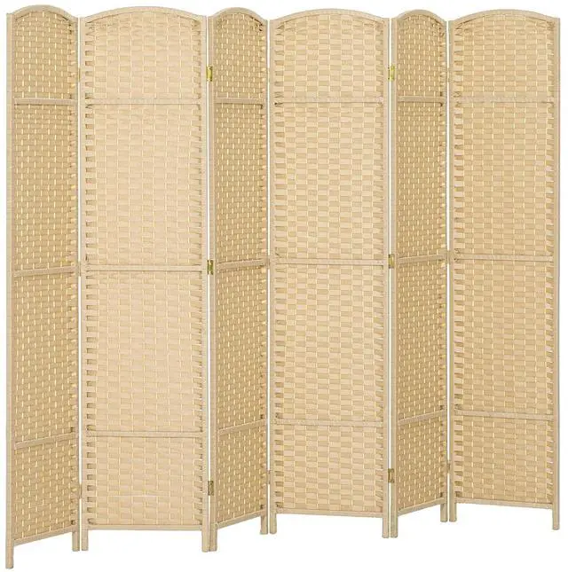 Main image of Room Divider 6 Panel Folding Privacy Screen 5.6' Tall Charcoal Gray | Freestanding Partition, Home Office, Bedroom