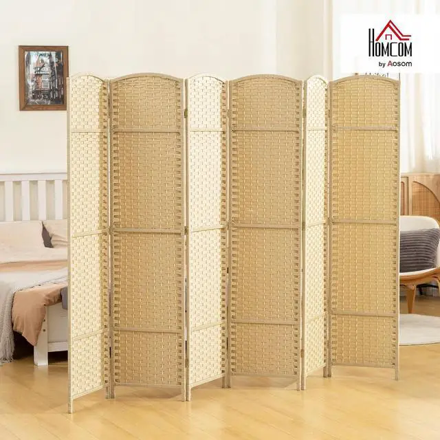 Alt view image 2 of 7 - Room Divider 6 Panel Folding Privacy Screen 5.6' Tall Charcoal Gray | Freestanding Partition, Home Office, Bedroom