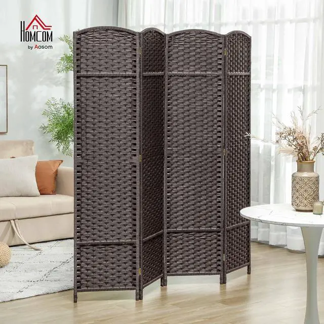 Alt view image 2 of 7 - Room Divider 4 Panel Folding Privacy Screen 5.6' Tall White | Freestanding Partition, Home Office, Bedroom