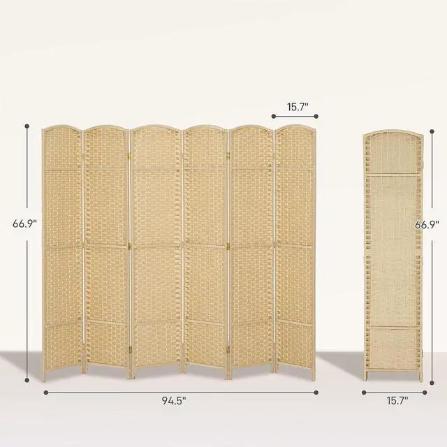 Alt view image 7 of 7 - Room Divider 6 Panel Folding Privacy Screen 5.6' Tall Charcoal Gray | Freestanding Partition, Home Office, Bedroom
