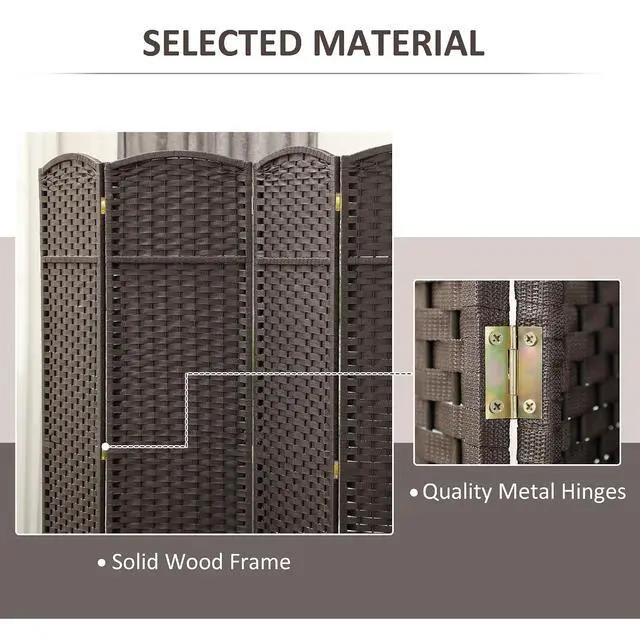 Alt view image 5 of 7 - Room Divider 4 Panel Folding Privacy Screen 5.6' Tall White | Freestanding Partition, Home Office, Bedroom