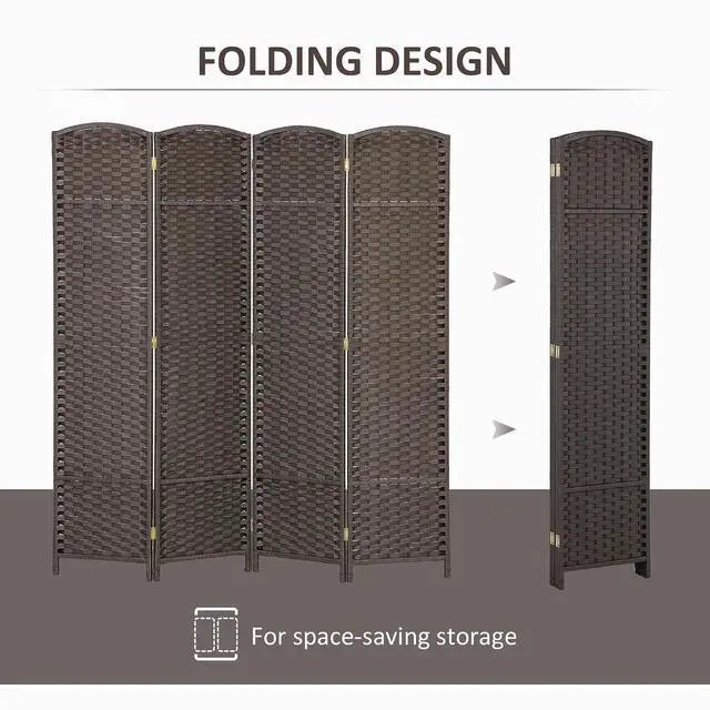 Alt view image 4 of 7 - Room Divider 4 Panel Folding Privacy Screen 5.6' Tall White | Freestanding Partition, Home Office, Bedroom