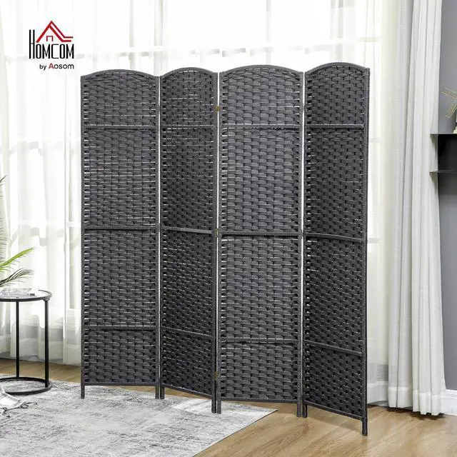 Alt view image 2 of 7 - Room Divider 4 Panel Folding Privacy Screen 5.6' Tall Beige | Freestanding Partition, Home Office, Bedroom