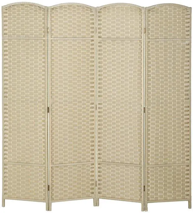 Main image of Room Divider 4 Panel Folding Privacy Screen 5.6' Tall Charcoal Gray | Freestanding Partition, Home Office, Bedroom