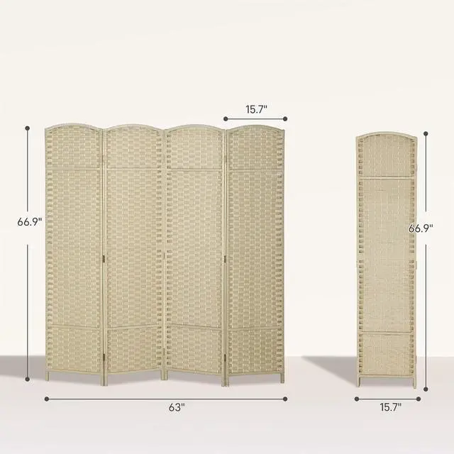 Alt view image 7 of 7 - Room Divider 4 Panel Folding Privacy Screen 5.6' Tall Charcoal Gray | Freestanding Partition, Home Office, Bedroom