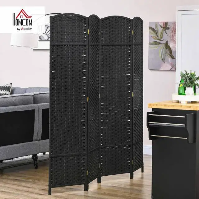 Alt view image 2 of 7 - Room Divider 4 Panel Folding Privacy Screen 5.6' Tall Nature Wood | Freestanding Partition, Home Office, Bedroom