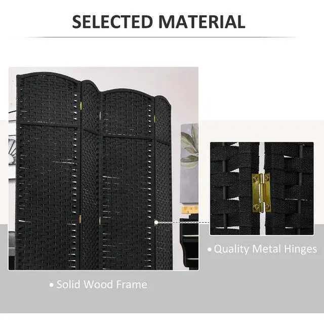 Alt view image 5 of 7 - Room Divider 4 Panel Folding Privacy Screen 5.6' Tall Nature Wood | Freestanding Partition, Home Office, Bedroom