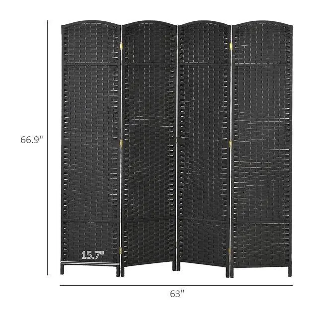 Alt view image 7 of 7 - Room Divider 4 Panel Folding Privacy Screen 5.6' Tall Nature Wood | Freestanding Partition, Home Office, Bedroom