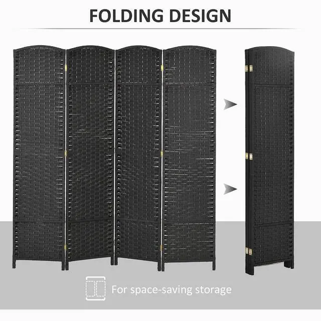 Alt view image 4 of 7 - Room Divider 4 Panel Folding Privacy Screen 5.6' Tall Nature Wood | Freestanding Partition, Home Office, Bedroom