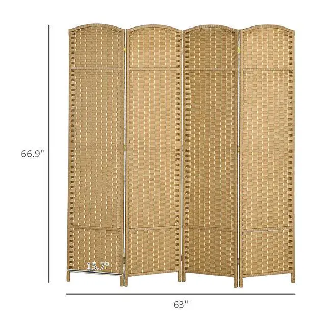 Alt view image 7 of 7 - Room Divider 4 Panel Folding Privacy Screen 5.6' Tall Black | Folding PP Wall Partition, Pine Wood Frame, Freestanding Room Separator, Bedroom Home Office, No Assembly