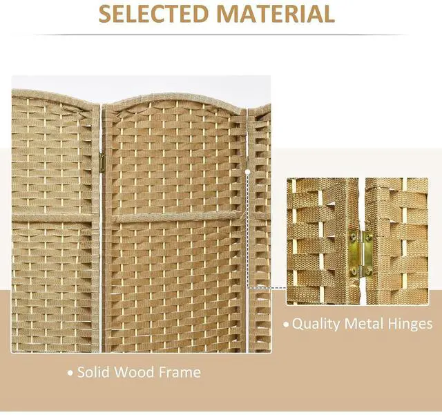 Alt view image 5 of 7 - Room Divider 8 Panel Folding Privacy Screen 5.6' Tall Nature Wood | Freestanding Partition, Home Office, Bedroom