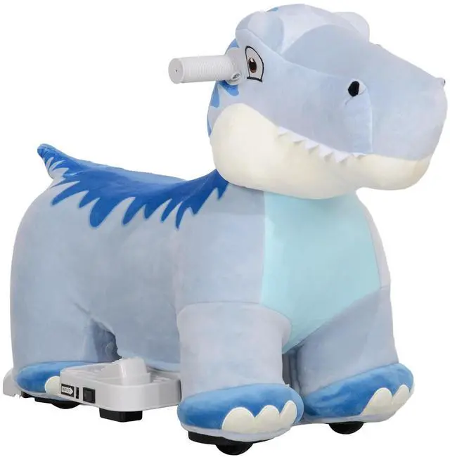Main image of Qaba 6V Kids Ride on Horse Battery Powered Tyrannosaurus Shaped Music Blue | Ride on Toy, Electric Riding Animal, Soft Touch, PU Wheels, Foot Pedal, Forward, for Girls Boys 18-36 Months