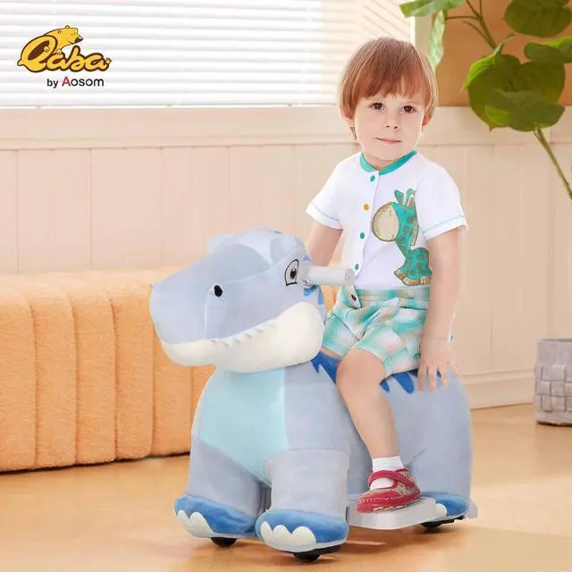 Alt view image 2 of 7 - Qaba 6V Kids Ride on Horse Battery Powered Tyrannosaurus Shaped Music Blue | Ride on Toy, Electric Riding Animal, Soft Touch, PU Wheels, Foot Pedal, Forward, for Girls Boys 18-36 Months