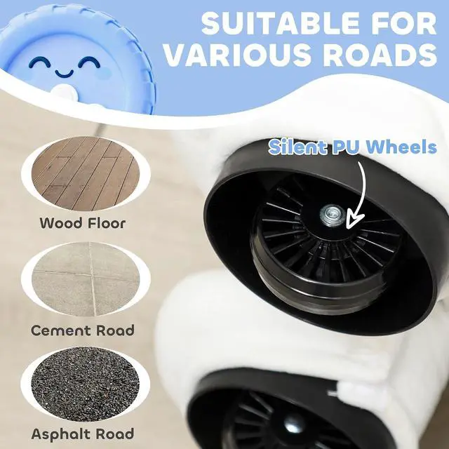 Alt view image 5 of 7 - Qaba 6V Kids Ride on Horse, Battery Powered Riding Pony w/Bear Music White | Ride on Toy, Electric Riding Animal, Washable Cover, PU Wheels, Foot Pedal, Forward, for Girls Boys 1.5-5 Years