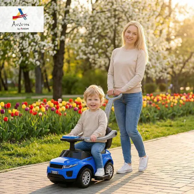 Alt view image 2 of 7 - 3 in 1 Push Cars for Toddlers with Horn Music for 18-36 Months Blue | Kid Ride on Stroller, Sliding Car, Light Function, Secure Bar, Ride on Toy, for Boy Girl