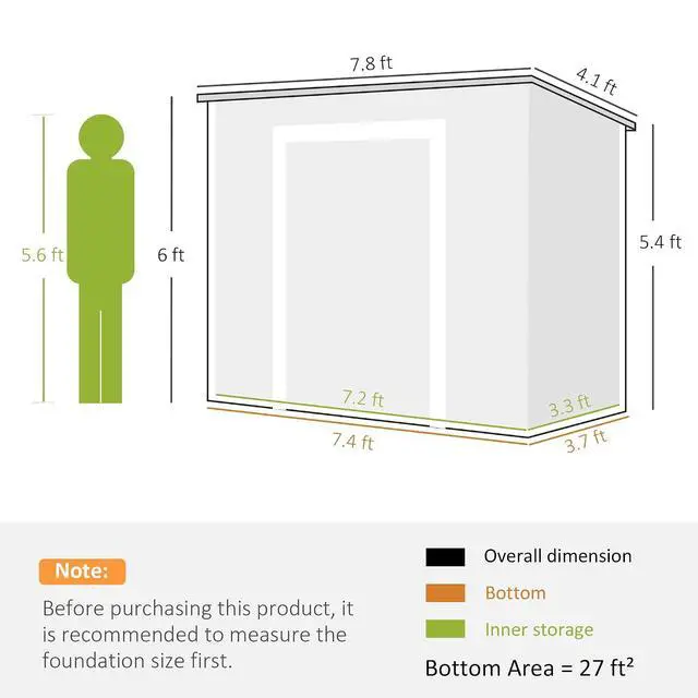 Alt view image 7 of 7 - 8' x 4' Outdoor Storage Shed, Waterproof Resin Plastic Shed with Floor, Window, Lockable Doors and Vents, All-Weather Garden Tool Shed for Backyard, Patio, Lawn, Gray