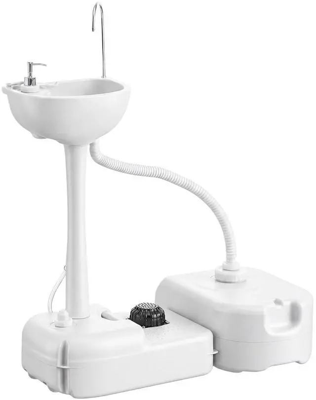 Main image of Portable Camping Sink w/ 4.5 Gal Tank, Wheels, Manual Foot Pump, | Handwashing Station Basin, Cold Water Only, 6.3 Gal Recovery Tank, Soap Dispenser, for RV, Outdoor Events, Gatherings, HDPE