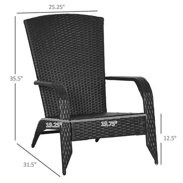 Alt view image 3 of 7 - Patio Wicker Adirondack Chair All-Weather Rattan Cream White | All-Weather Rattan Fire Pit Chair, Soft Cushions, Tall Curved Backrest, Comfortable Armrests, for Deck or Garden
