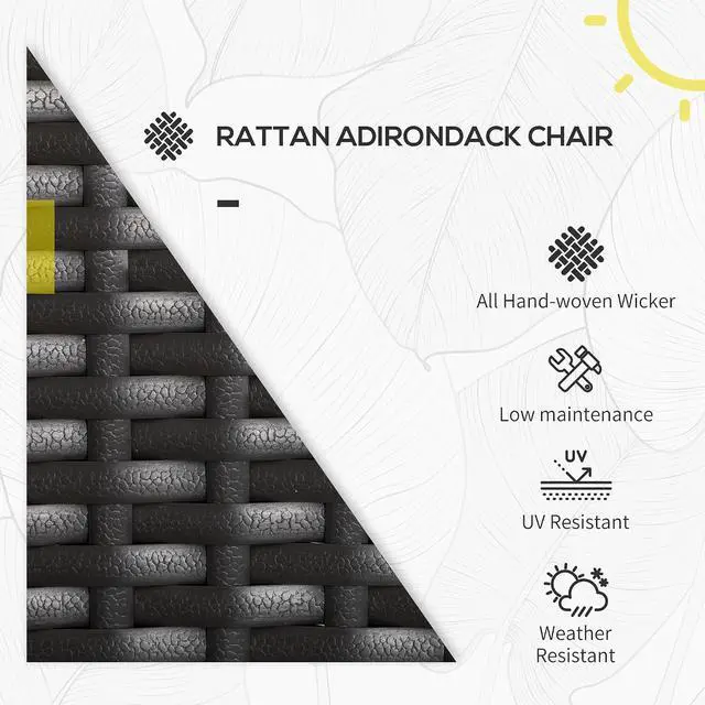 Alt view image 4 of 7 - Patio Wicker Adirondack Chair All-Weather Rattan Cream White | All-Weather Rattan Fire Pit Chair, Soft Cushions, Tall Curved Backrest, Comfortable Armrests, for Deck or Garden