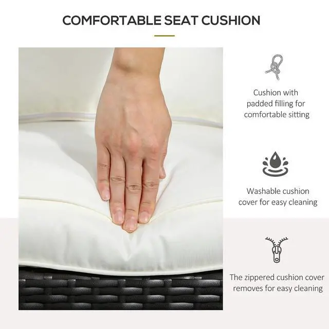 Alt view image 6 of 7 - Patio Wicker Adirondack Chair All-Weather Rattan Cream White | All-Weather Rattan Fire Pit Chair, Soft Cushions, Tall Curved Backrest, Comfortable Armrests, for Deck or Garden
