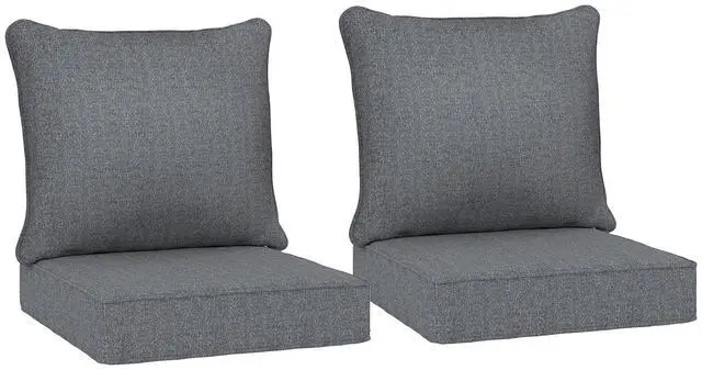 Main image of Outdoor Chair Cushions Set of 2 Fade Resistant 24x24 in Gray | Patio Cushions for Deep Seat Chair, Sofa, Outdoor Furniture