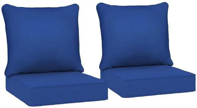 Main image of Outdoor Chair Cushions Set of 2 Fade Resistant 24x24 in Navy Blue | Patio Cushions for Deep Seat Chair, Sofa, Outdoor Furniture