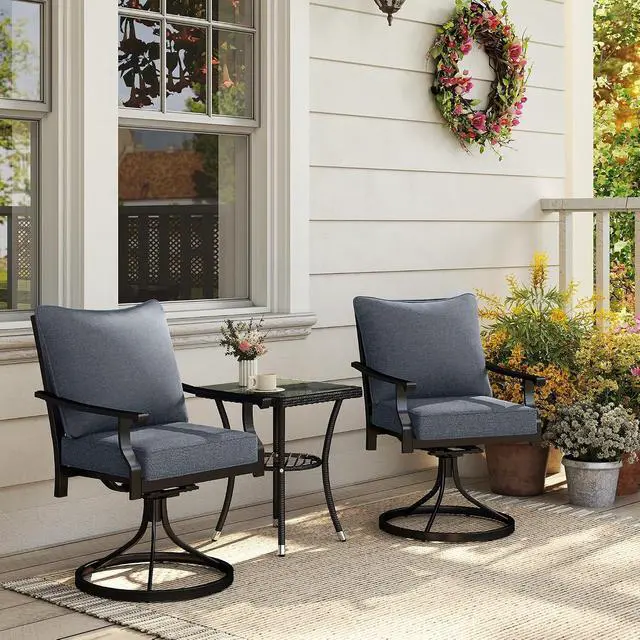 Alt view image 7 of 7 - Outdoor Chair Cushions Set of 2 Fade Resistant 24x24 in Gray | Patio Cushions for Deep Seat Chair, Sofa, Outdoor Furniture