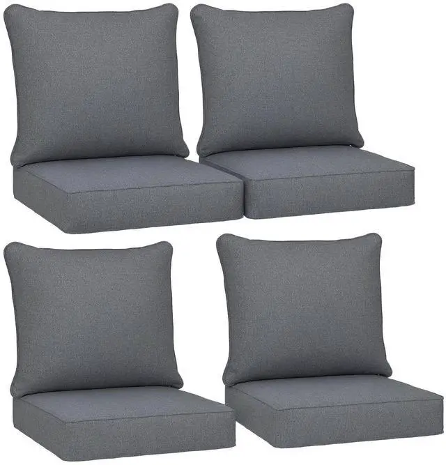 Main image of Outdoor Chair Cushions Set of 4 Fade Resistant 24x24 in Gray | Patio Cushions for Deep Seat Chair, Sofa, Outdoor Furniture