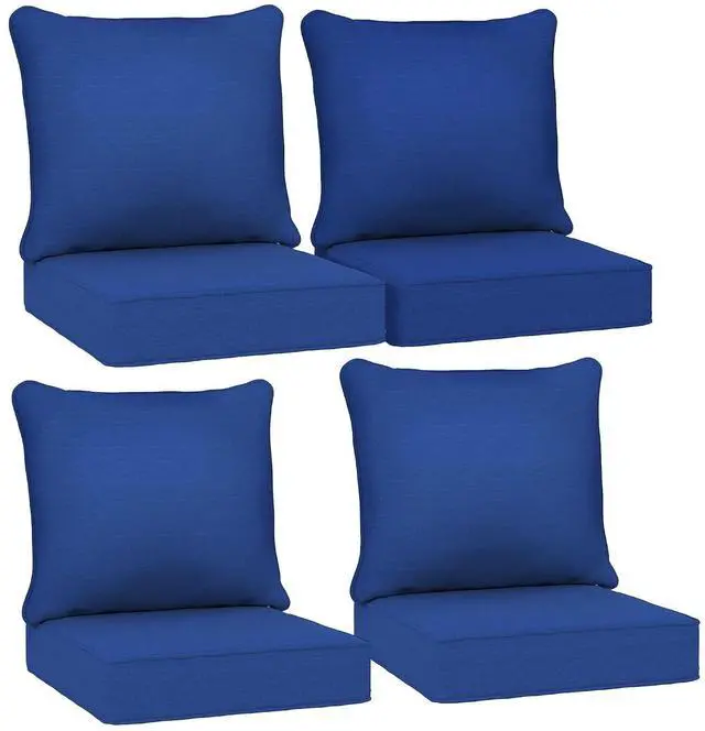 Main image of Outdoor Chair Cushions Set of 4 Fade Resistant 24x24 in Navy Blue | Patio Cushions for Deep Seat Chair, Sofa, Outdoor Furniture