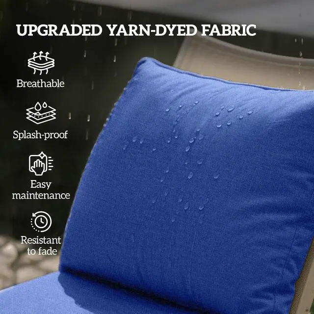 Alt view image 4 of 7 - Outdoor Chair Cushions Set of 4 Fade Resistant 24x24 in Navy Blue | Patio Cushions for Deep Seat Chair, Sofa, Outdoor Furniture
